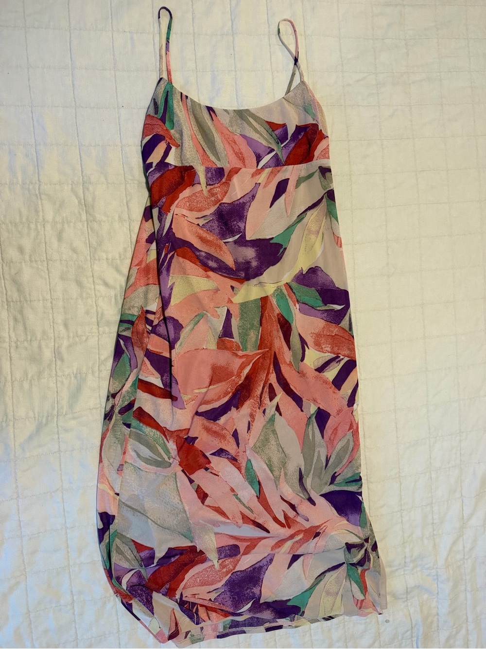 Wayf Multicolor Leaf-Print Slip Dress in Pink and Purple